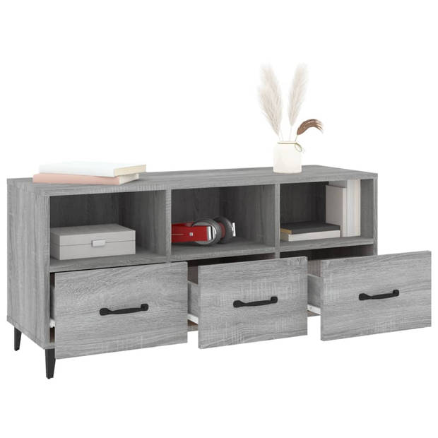 The Living Store Televisiemeubel Modern - Media-kast - 102 x 35 x 50 cm - Grijs Sonoma Eiken