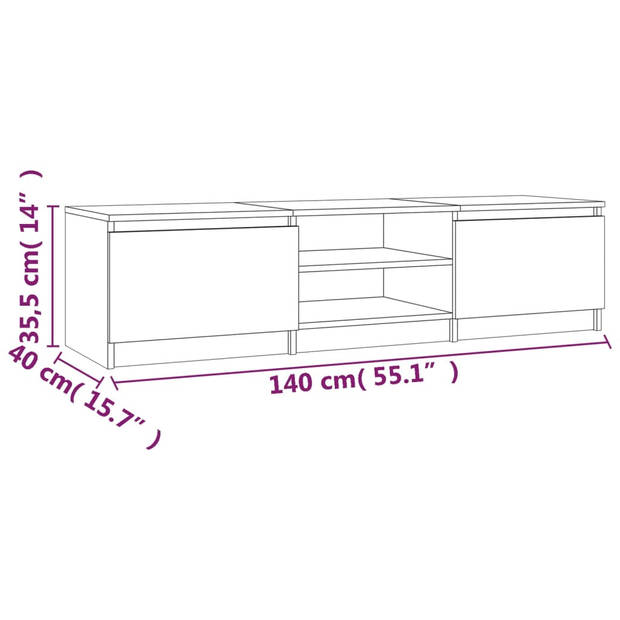 The Living Store TV-meubel - grijs sonoma eiken - 140 x 40 x 35.5 cm - Praktisch en trendy
