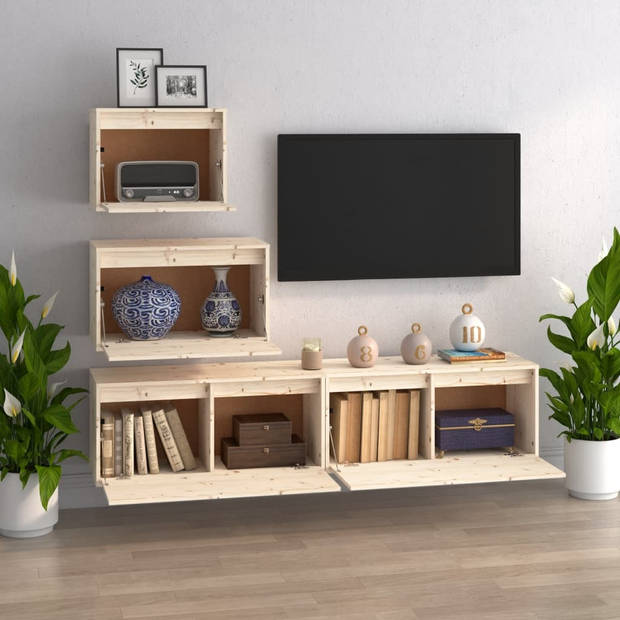 The Living Store TV-meubel - Grenenhout - Montage vereist - 45x30x35cm - 60x30x35cm - 80x30x35cm