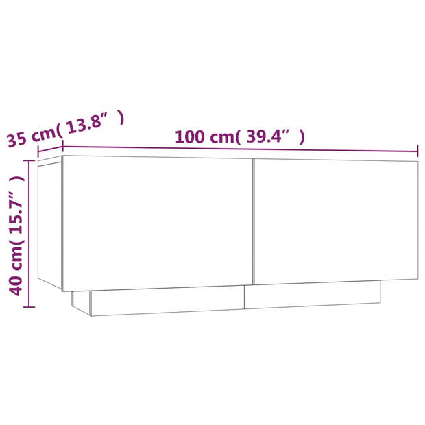 The Living Store Tv-meubel - 100 x 35 x 40 cm - Bruineiken