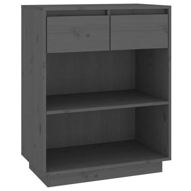 vidaXL Wandkast 60x34x75 cm massief grenenhout grijs