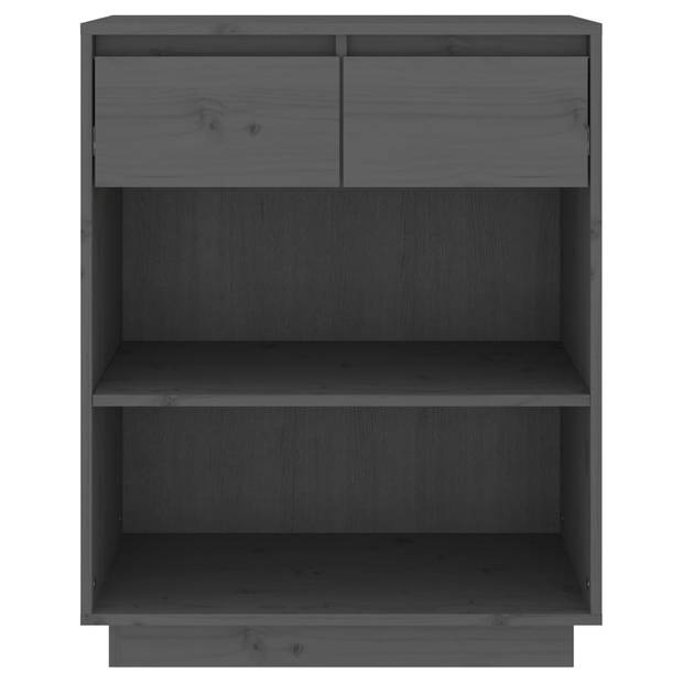 vidaXL Wandkast 60x34x75 cm massief grenenhout grijs