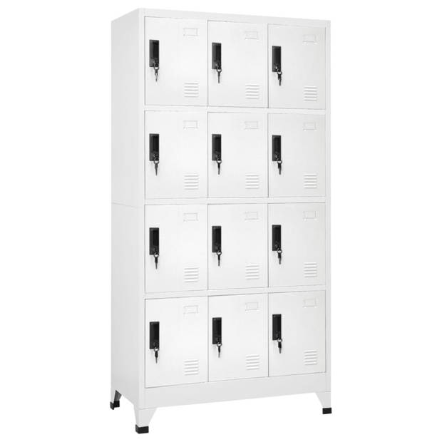 vidaXL Lockerkast 90x45x180 cm staal wit