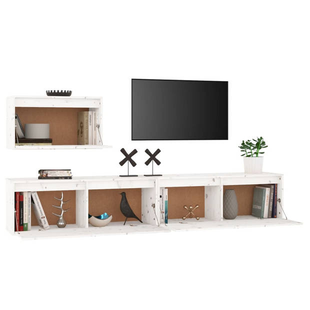 The Living Store TV-meubel The Living Store Grenenhouten wandmeubel - 60 x 30 x 35cm - wit