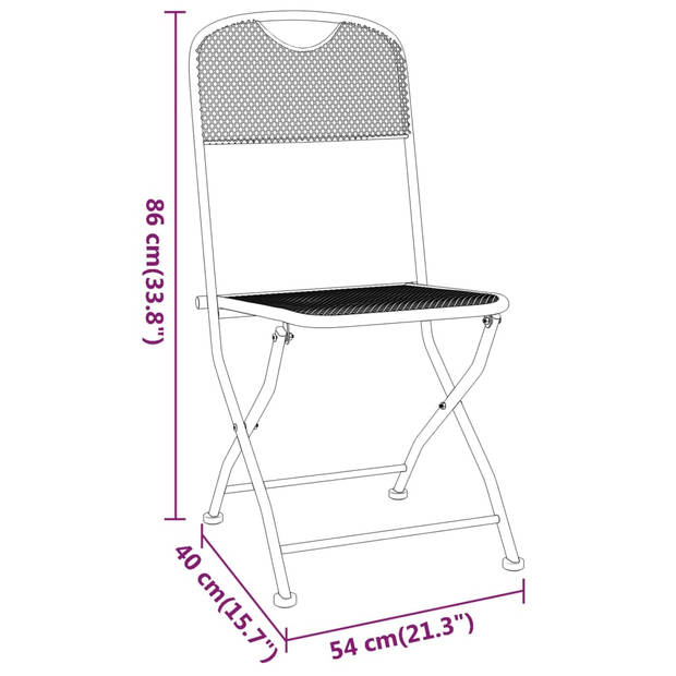 vidaXL Tuinstoelen inklapbaar 4 st metaalgaas antracietkleurig