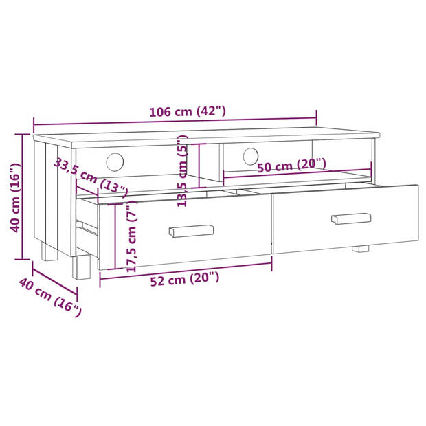 The Living Store HAMAR TV-kast - 106 x 40 x 40 cm - Lichtgrijs