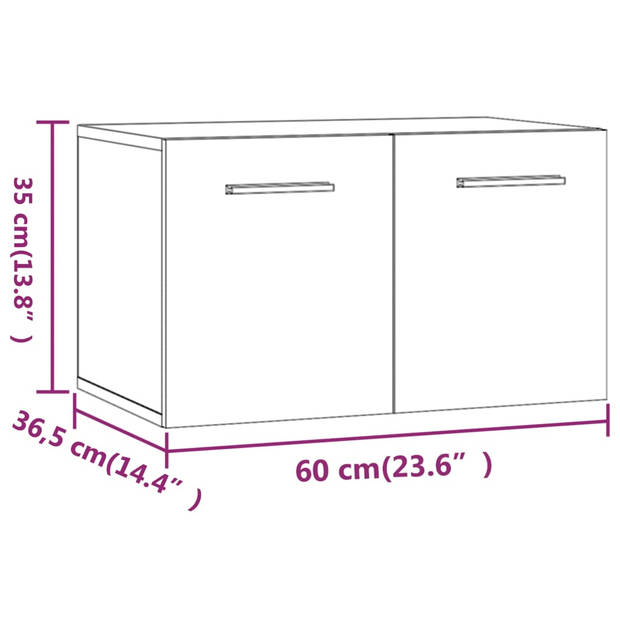 vidaXL Wandkast 60x36,5x35 cm bewerkt hout hoogglans wit