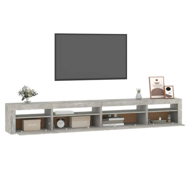 The Living Store TV-Meubel Betongrijs 270x35x40 cm - LED-verlichting