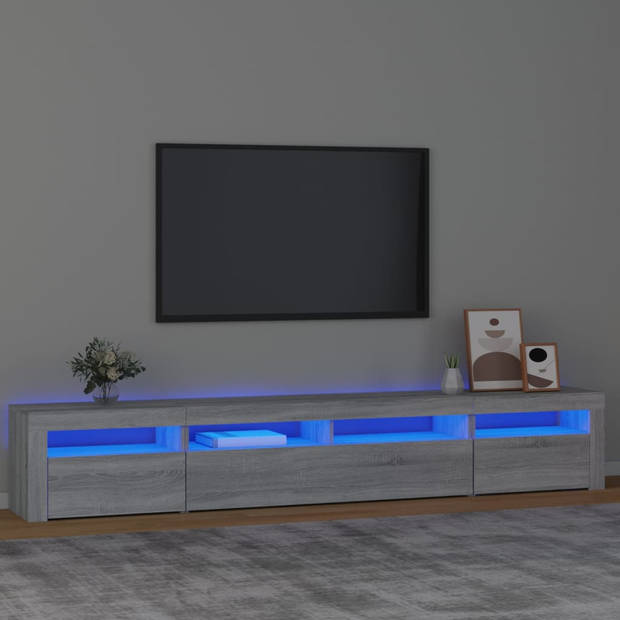 The Living Store Tv-meubel - Middelgroot - Grijs Sonoma Eiken - 240 x 35 x 40 cm - Met RGB LED-verlichting