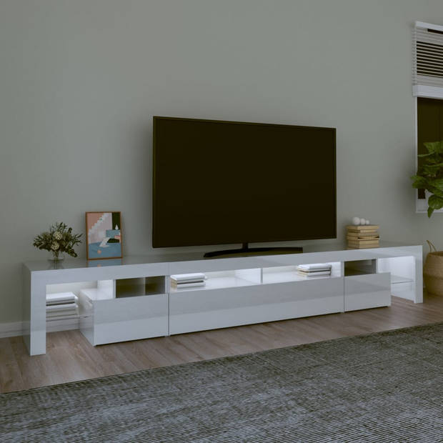 vidaXL Tv-meubel met LED-verlichting 260x36,5x40 cm hoogglans wit