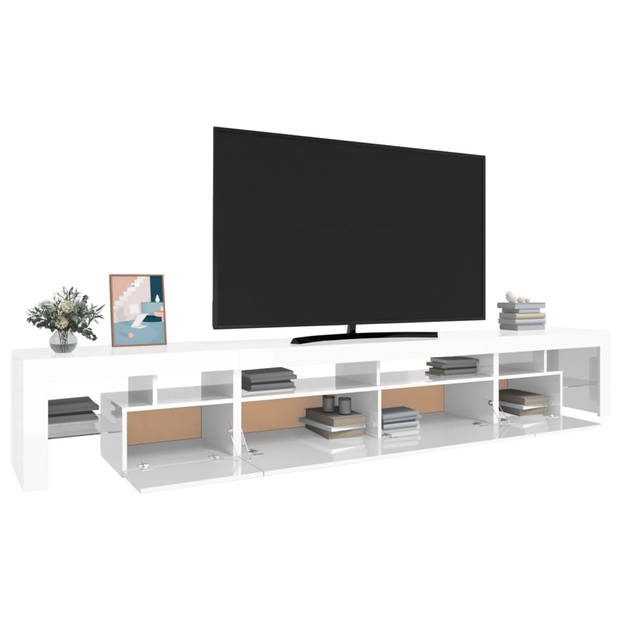 vidaXL Tv-meubel met LED-verlichting 260x36,5x40 cm hoogglans wit