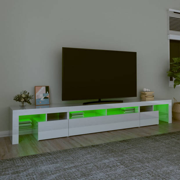 vidaXL Tv-meubel met LED-verlichting 260x36,5x40 cm hoogglans wit