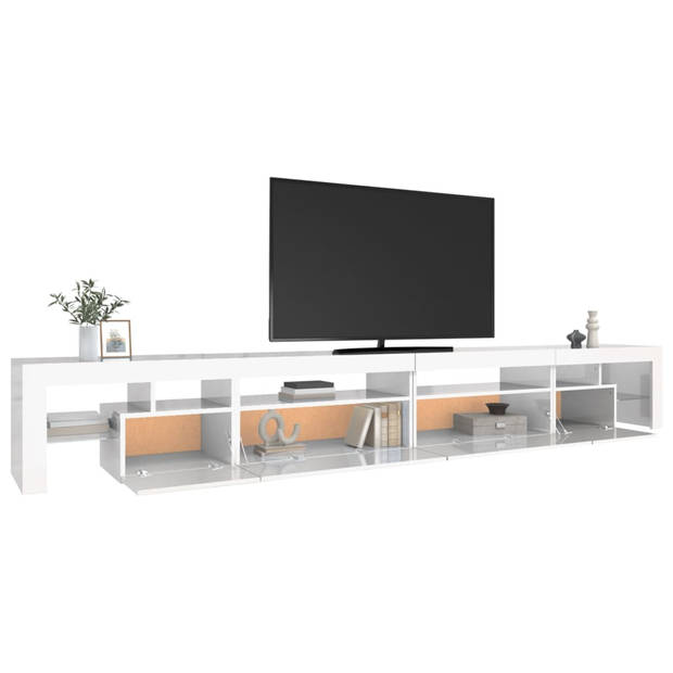 The Living Store TV Meubel - Middelgroot - Hoogglans Wit - 290 x 36.5 x 40 cm - Met RGB LED-verlichting
