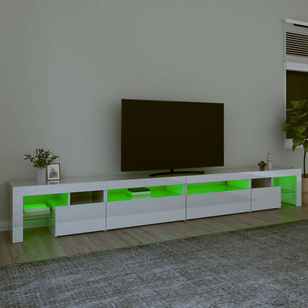 The Living Store TV Meubel - Middelgroot - Hoogglans Wit - 290 x 36.5 x 40 cm - Met RGB LED-verlichting