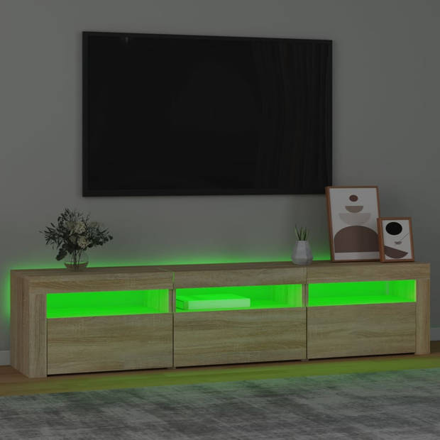 The Living Store Tv-meubel Sonoma Eiken - 180 x 35 x 40 cm - RGB LED