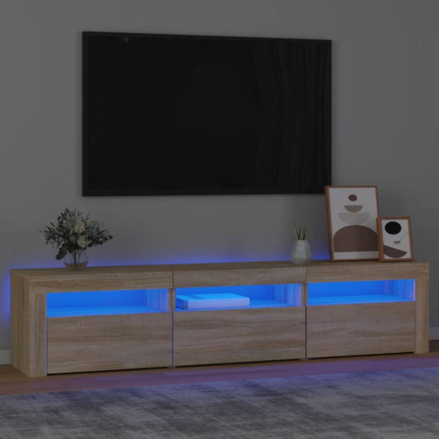 The Living Store Tv-meubel Sonoma Eiken - 180 x 35 x 40 cm - RGB LED