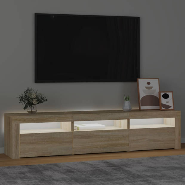 The Living Store Tv-meubel Sonoma Eiken - 180 x 35 x 40 cm - RGB LED