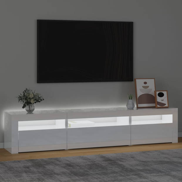 vidaXL Tv-meubel met LED-verlichting 195x35x40 cm hoogglans wit