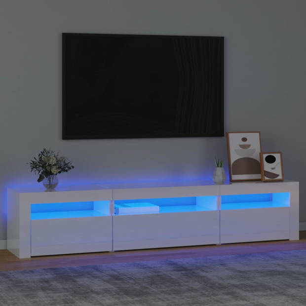 vidaXL Tv-meubel met LED-verlichting 195x35x40 cm hoogglans wit