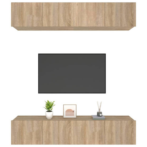 vidaXL Tv-meubels 4 st 80x30x30 cm bewerkt hout sonoma eikenkleurig