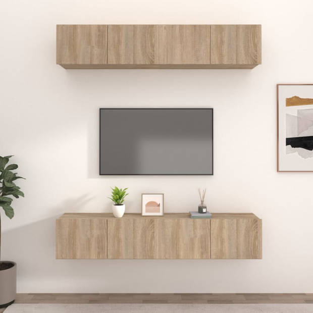 vidaXL Tv-meubels 4 st 80x30x30 cm bewerkt hout sonoma eikenkleurig