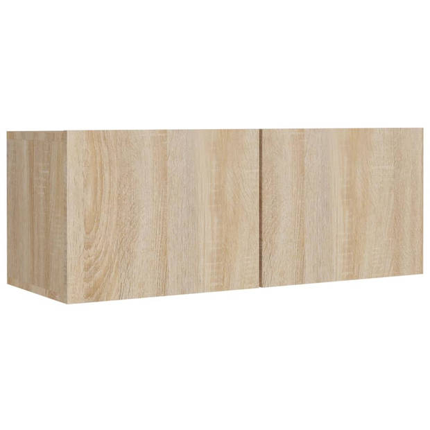 The Living Store TV-meubelset Sonoma Eiken - 2x 80x30x30cm + 2x 30.5x30x90cm - Wandgemonteerd