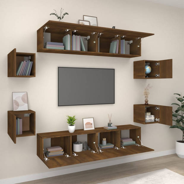vidaXL 8-delige Tv-meubelset bewerkt hout bruin eikenkleur
