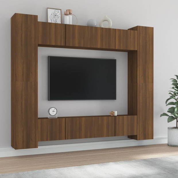 vidaXL 8-delige Tv-meubelset bewerkt hout bruin eikenkleur