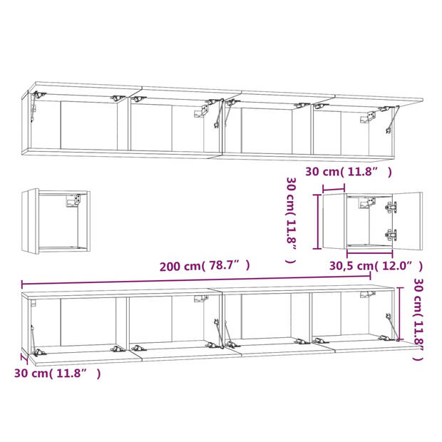 The Living Store Televisiemeubel Set - Classic - TV-meubel - 100x30x30 cm - wit