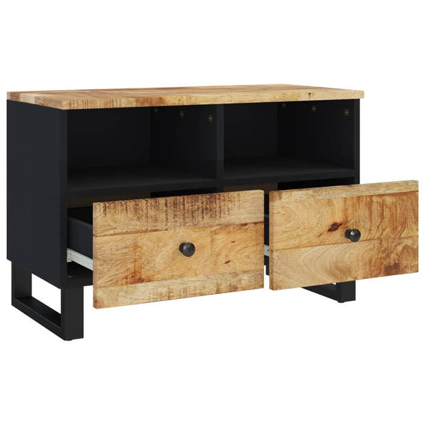 The Living Store Houten TV-meubel - Industrieel - 70x33x46 cm - Massief mangohout - bewerkt hout - ijzer