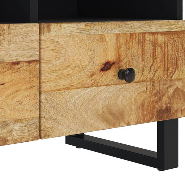 The Living Store Houten TV-meubel - Industrieel - 70x33x46 cm - Massief mangohout - bewerkt hout - ijzer