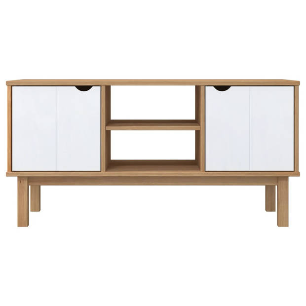 vidaXL Tv-meubel OTTA 113,5x43x57 cm massief grenenhout bruin en wit