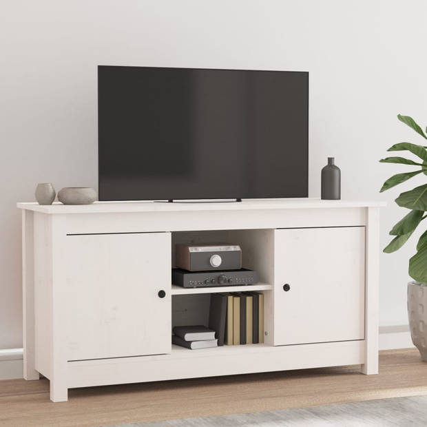 vidaXL Tv-meubel 103x36,5x52 cm massief grenenhout wit
