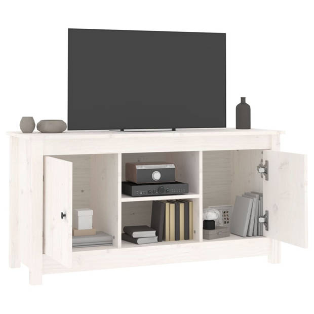 vidaXL Tv-meubel 103x36,5x52 cm massief grenenhout wit