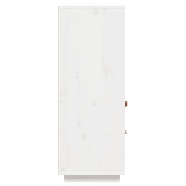 vidaXL Hoge kast 100x40x108,5 cm massief grenenhout wit