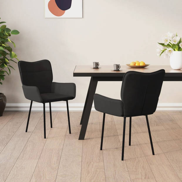 vidaXL Eetkamerstoelen 2 st fluweel zwart