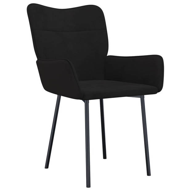 The Living Store Eetkamerstoelen - Metalen Frame - Comfortabele Zitting - Zwart - 55x58.5x81.5 cm