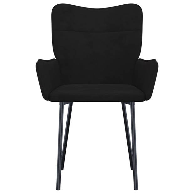 The Living Store Eetkamerstoelen - Metalen Frame - Comfortabele Zitting - Zwart - 55x58.5x81.5 cm