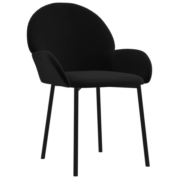 The Living Store Fluweel Eetkamerstoelen - 58 x 57 x 78.5 cm - Zwart