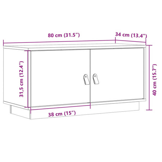 vidaXL Tv-meubel 80x34x40 cm massief grenenhout zwart