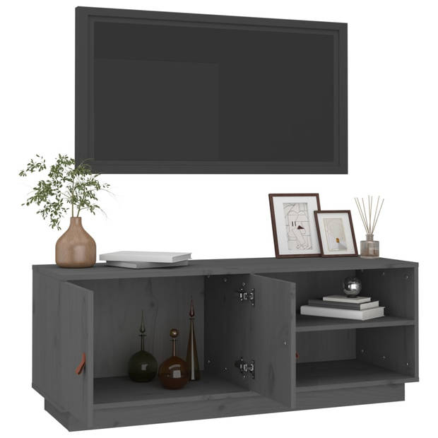 vidaXL Tv-meubel 105x34x40 cm massief grenenhout grijs