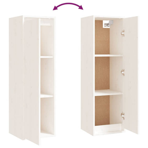 The Living Store Televisiemeubel Hangkast - 45x30x35 cm - 30x30x100 cm - Massief grenenhout - Wit