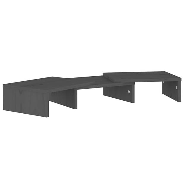 vidaXL Monitorstandaard 60x24x10,5 cm massief grenenhout grijs