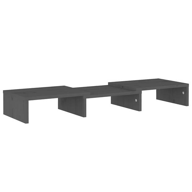 vidaXL Monitorstandaard 60x24x10,5 cm massief grenenhout grijs