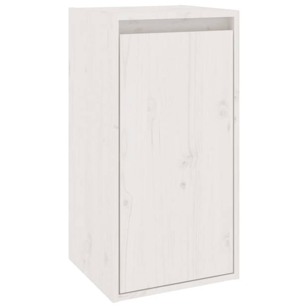 The Living Store TV-meubels - wit - massief grenenhout - set van 5 - 60 x 30 x 35 cm - klassiek design