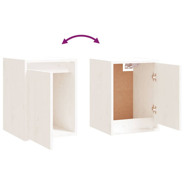 The Living Store TV-meubels - wit - massief grenenhout - set van 5 - 60 x 30 x 35 cm - klassiek design