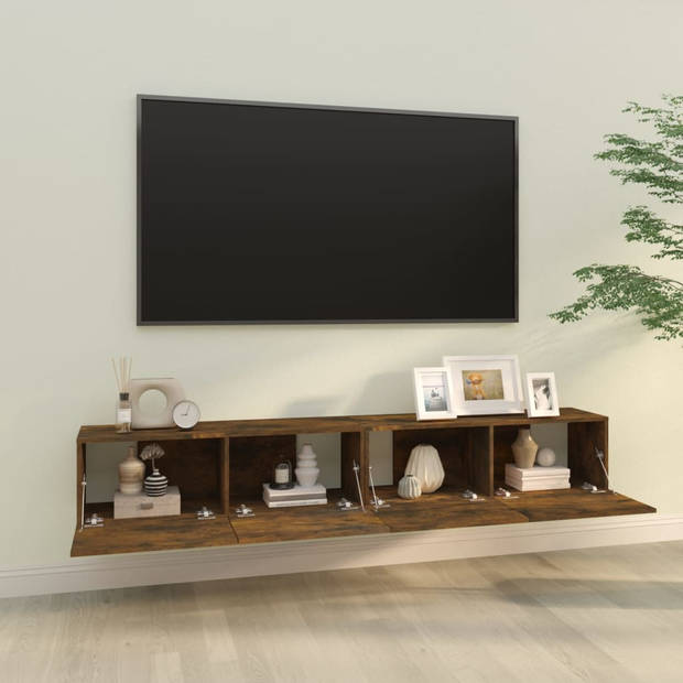 The Living Store Wandgemonteerd TV-meubel - Gerookt eiken - 100 x 30 x 30 cm - Hoogwaardig materiaal