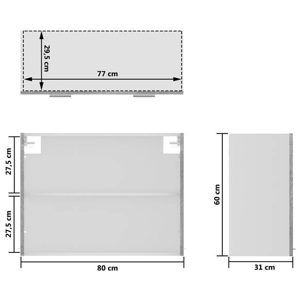 vidaXL Hangkast 80x31x60 cm bewerkt hout grijs sonoma eikenkleurig