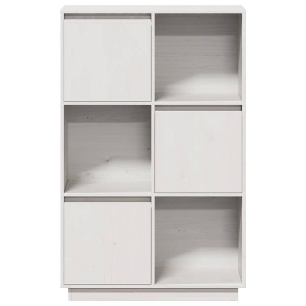 vidaXL Hoge kast 74x35x117 cm massief grenenhout wit