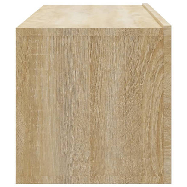 The Living Store Wandgemonteerd TV-meubel - Sonoma Eiken - Bewerkt Hout - 100 x 30 x 30 cm - Praktische Deuren